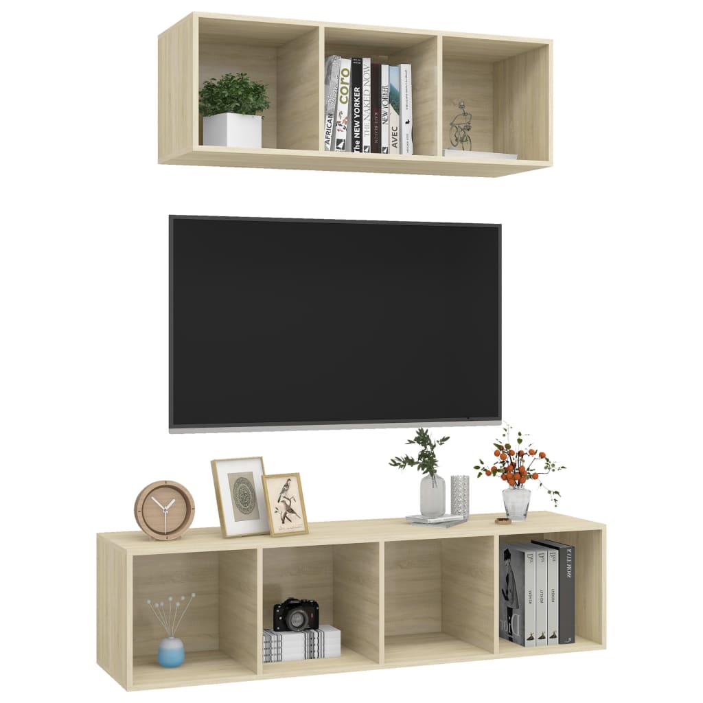 Ensemble de meubles TV 2 pcs Chêne sonoma Bois d'ingénierie - XIOS