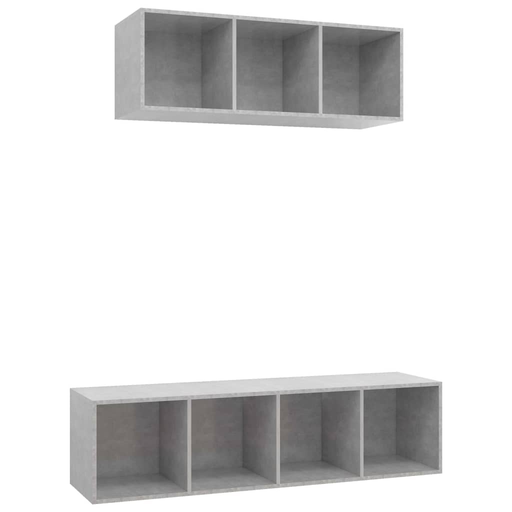 Ensemble de meuble TV 2 pcs Gris béton Bois d'ingénierie - XIOS