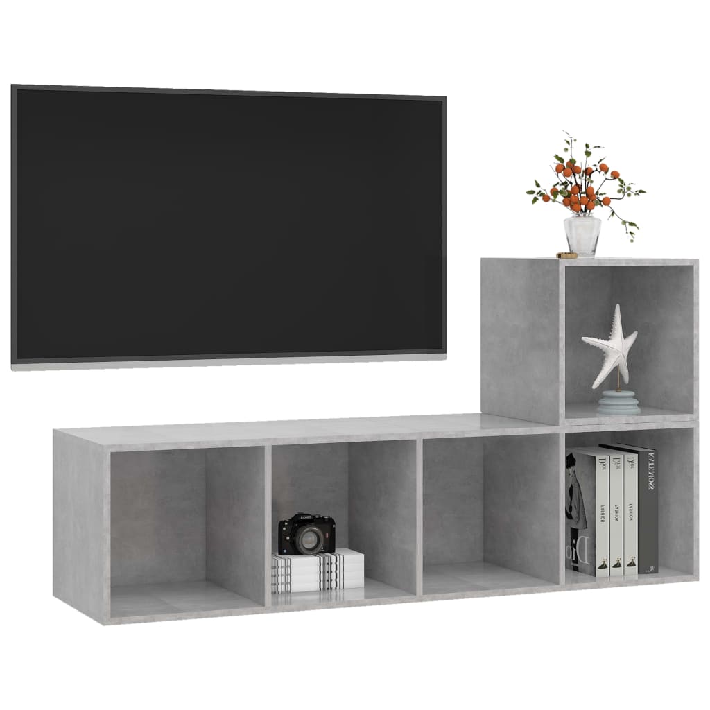 Ensemble de meuble TV 2 pcs Gris béton Bois d'ingénierie - XIOS