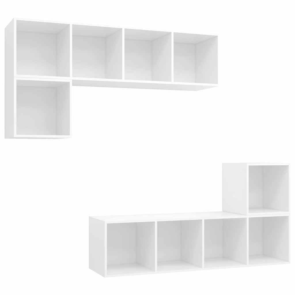 Ensemble de meuble TV 4 pcs Blanc Bois d'ingénierie