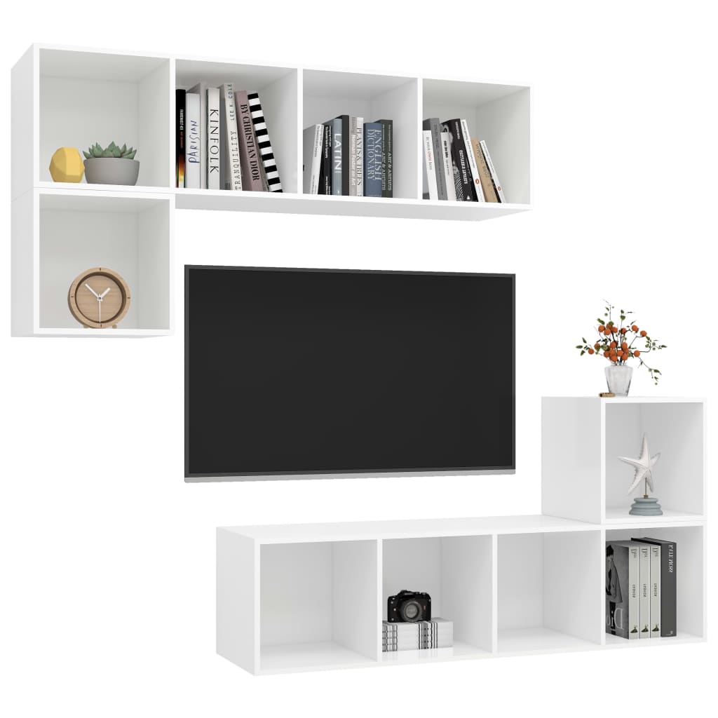 Ensemble de meuble TV 4 pcs Blanc Bois d'ingénierie - XIOS