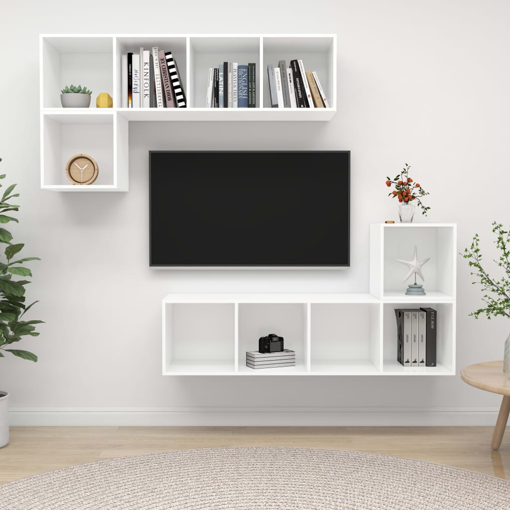 Ensemble de meuble TV 4 pcs Blanc Bois d'ingénierie - XIOS