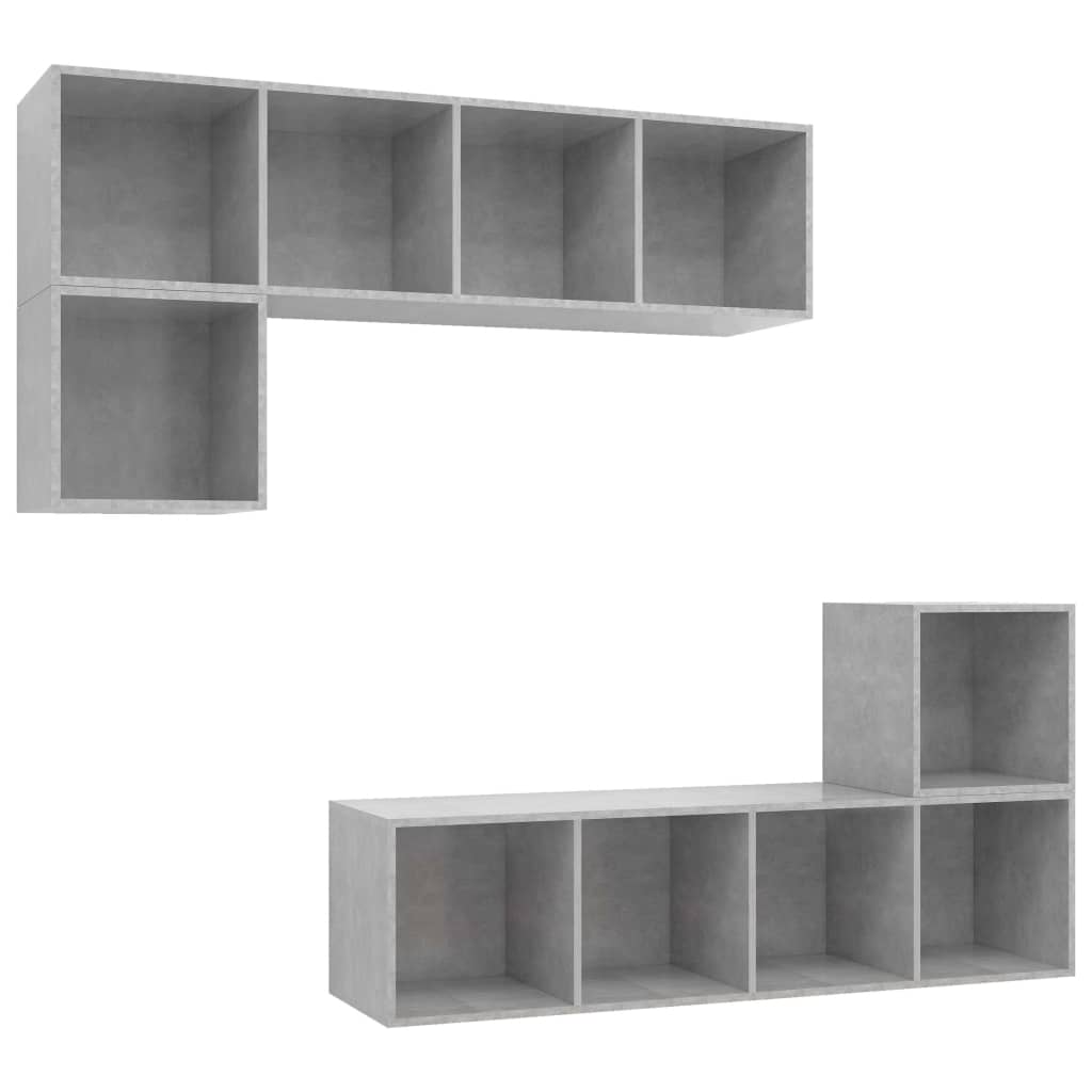 Ensemble de meuble TV 4 pcs Gris béton Bois d'ingénierie - XIOS