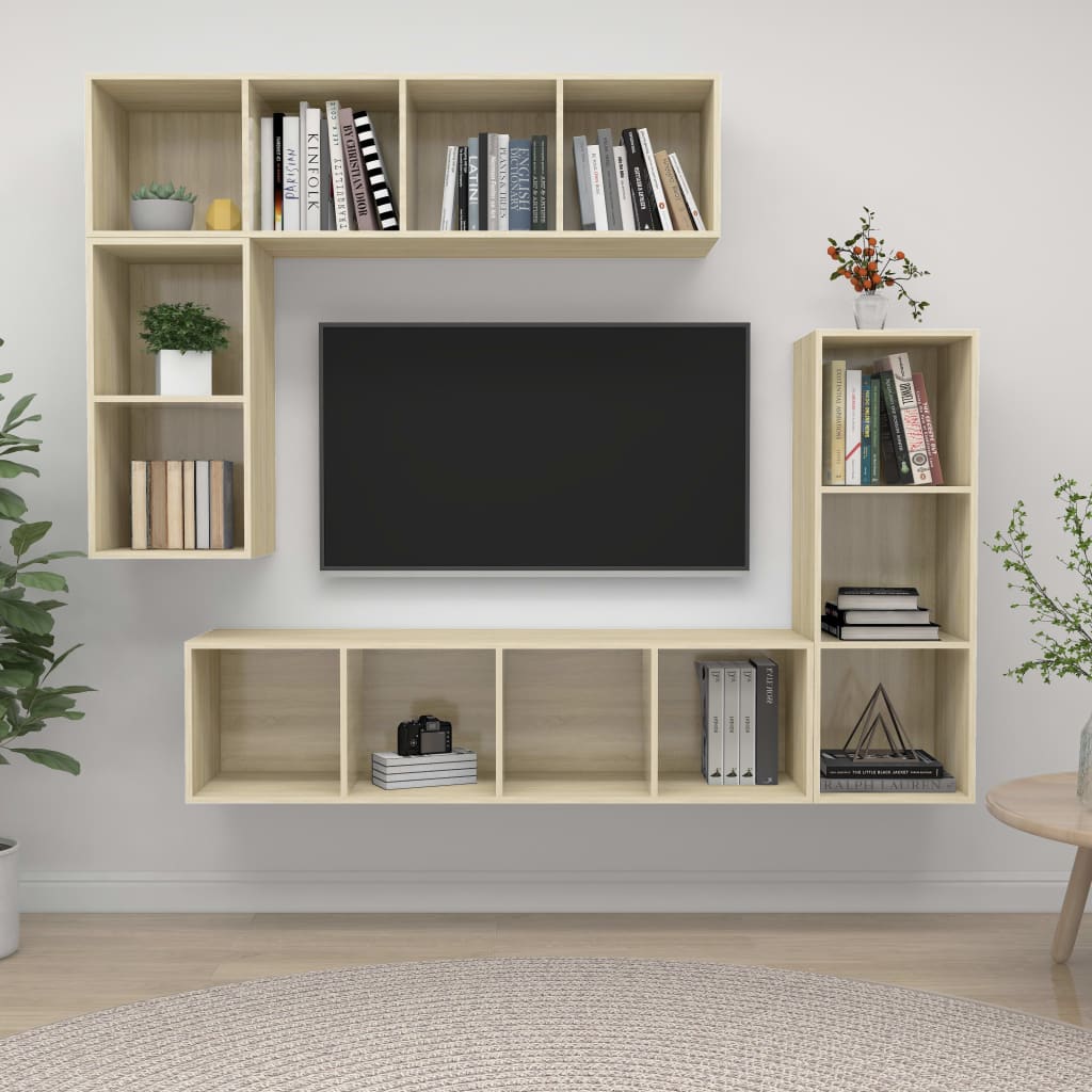 Ensemble de meubles TV 4 pcs Chêne sonoma Bois d'ingénierie - XIOS