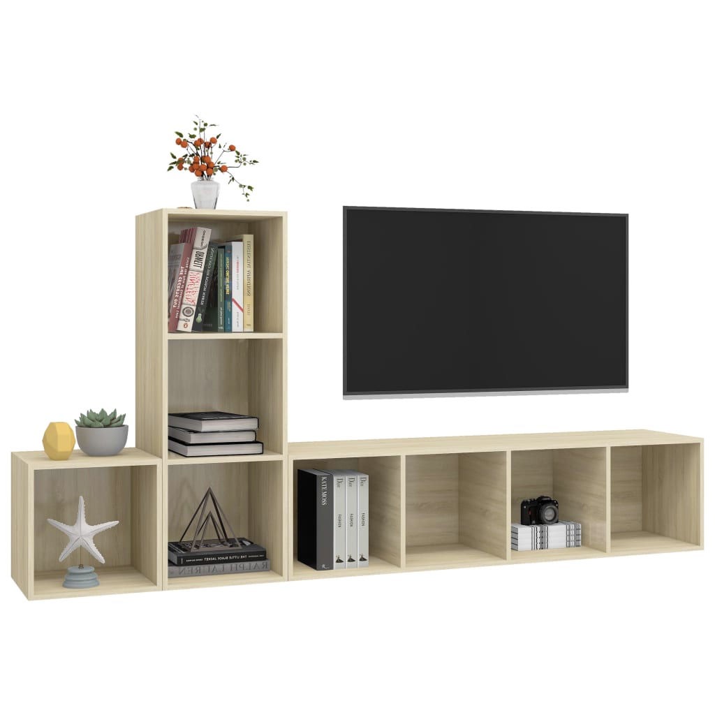 Ensemble de meuble TV 3 pcs Chêne sonoma Bois d'ingénierie - XIOS
