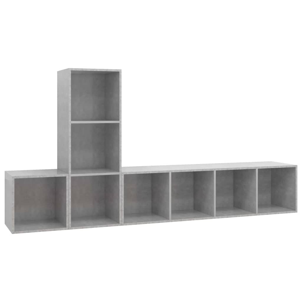 Ensemble de meuble TV 3 pcs Gris béton Bois d'ingénierie - XIOS