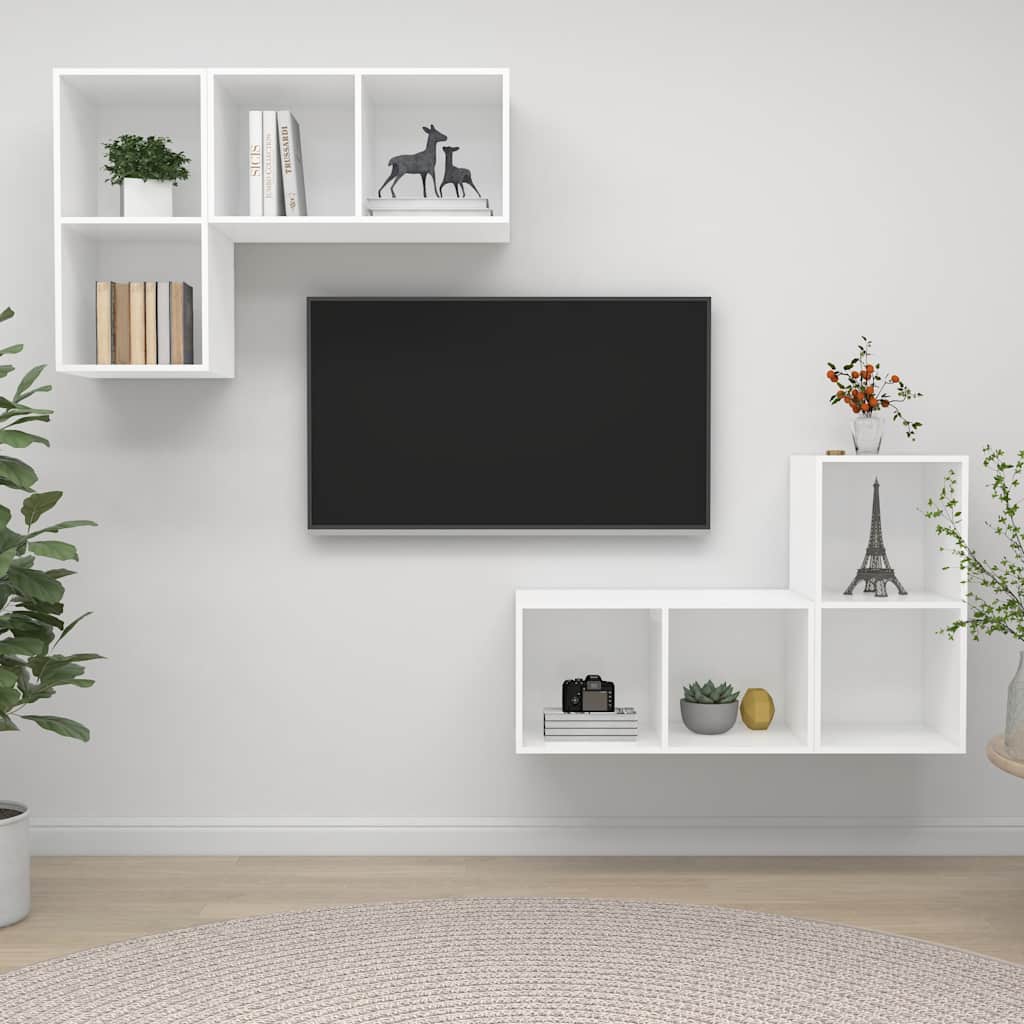 Meubles TV muraux 4 pcs Blanc Bois d'ingénierie - XIOS