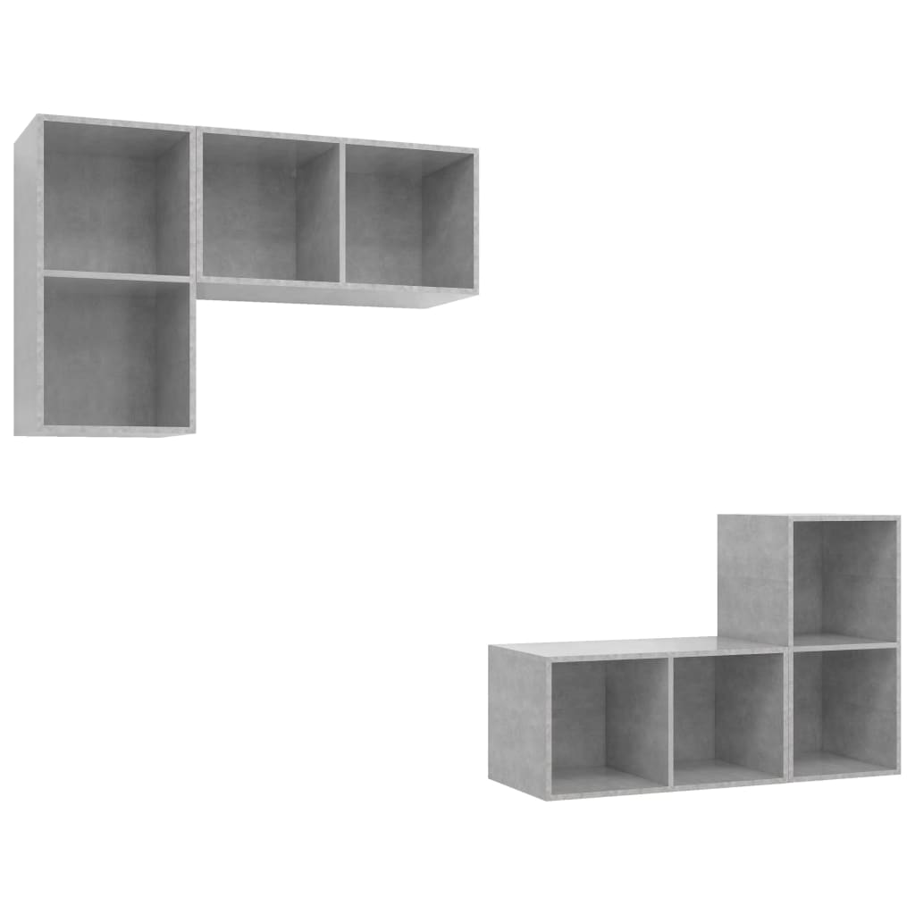 Meubles TV muraux 4 pcs Gris béton Bois d'ingénierie - XIOS