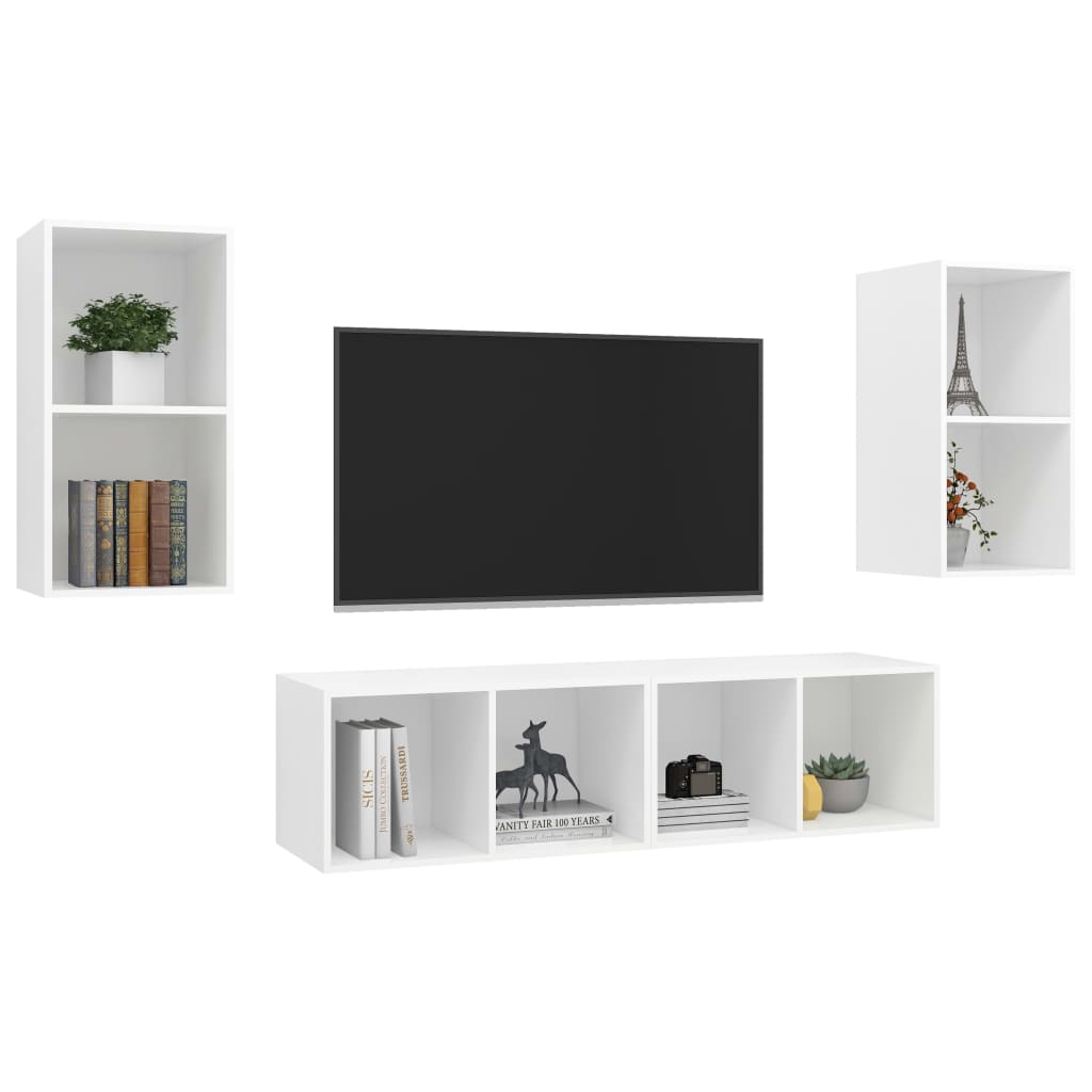 Meubles TV muraux 4 pcs Blanc Bois d'ingénierie - XIOS