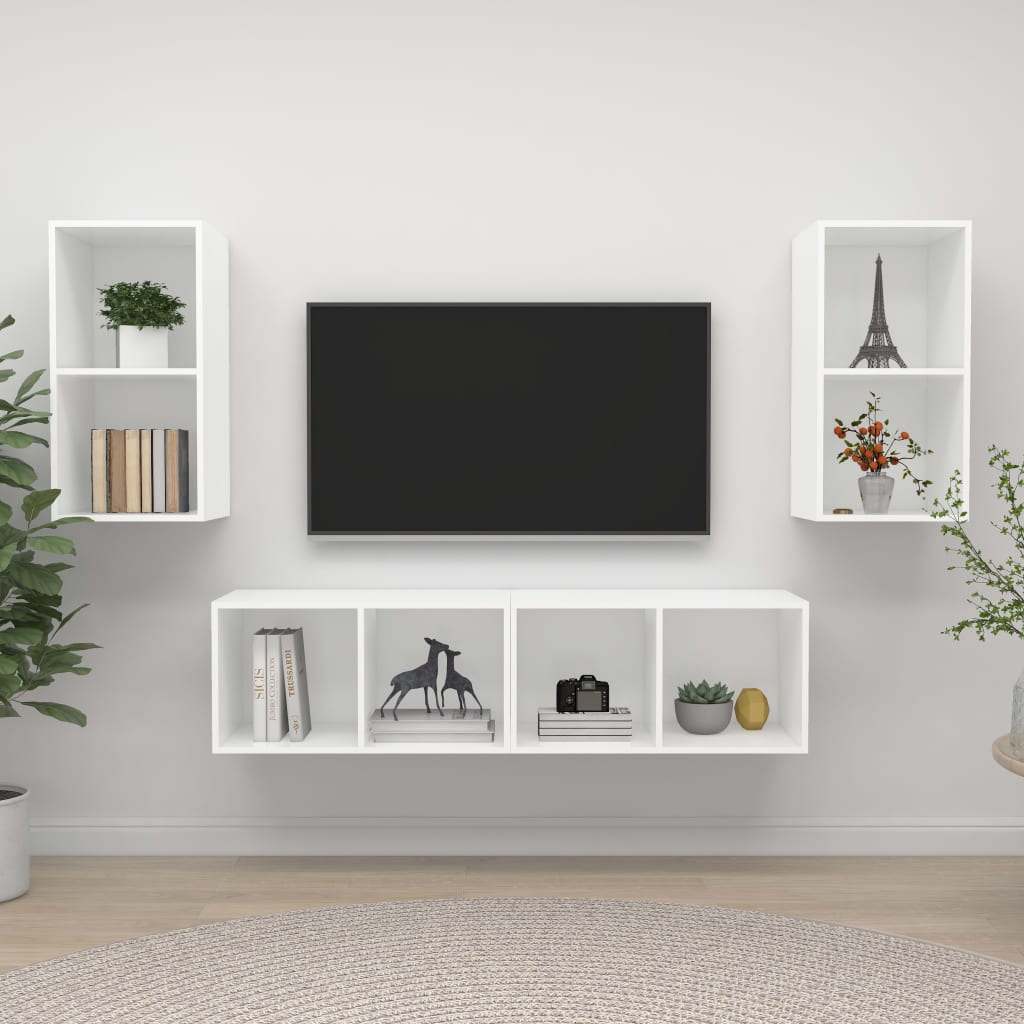 Meubles TV muraux 4 pcs Blanc Bois d'ingénierie - XIOS