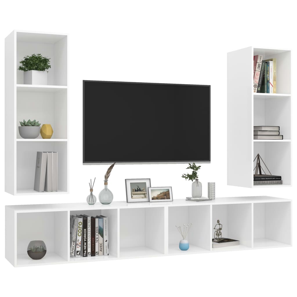 Meubles TV muraux 4 pcs Blanc Bois d'ingénierie - XIOS