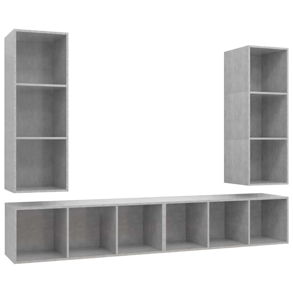 Meubles TV muraux 4 pcs Gris béton Bois d'ingénierie - XIOS