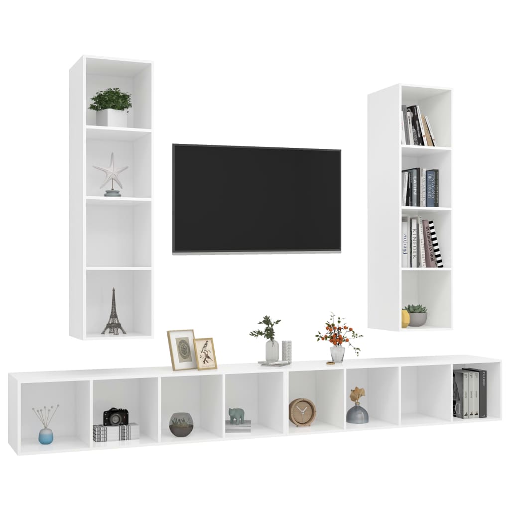 Meubles TV muraux 4 pcs Blanc Bois d'ingénierie - XIOS