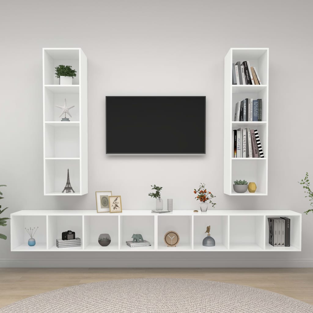 Meubles TV muraux 4 pcs Blanc Bois d'ingénierie - XIOS