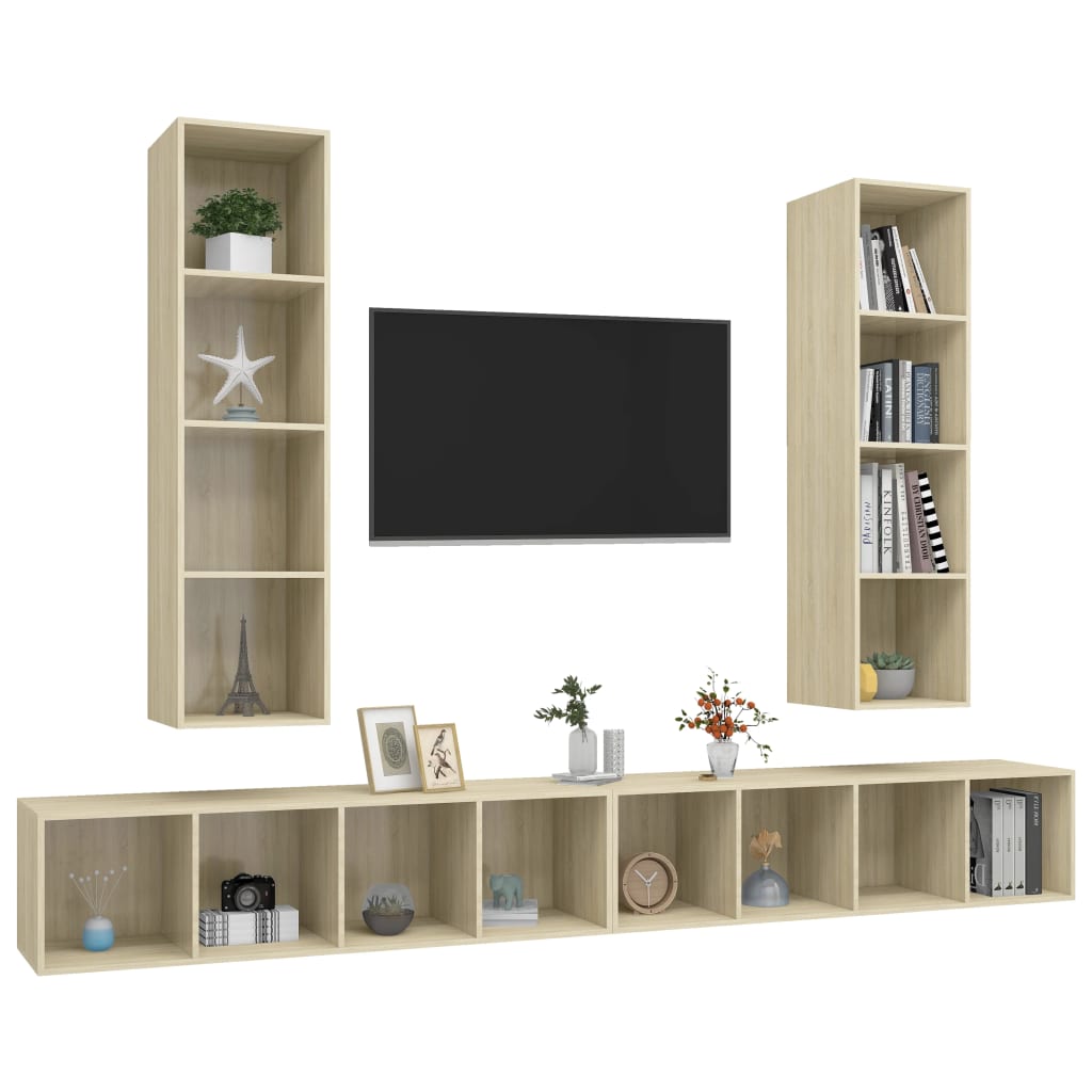 Meubles TV muraux 4 pcs Chêne sonoma Bois d'ingénierie - XIOS