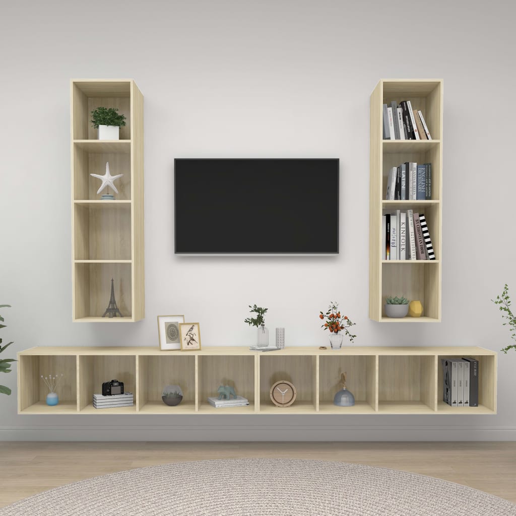 Meubles TV muraux 4 pcs Chêne sonoma Bois d'ingénierie - XIOS