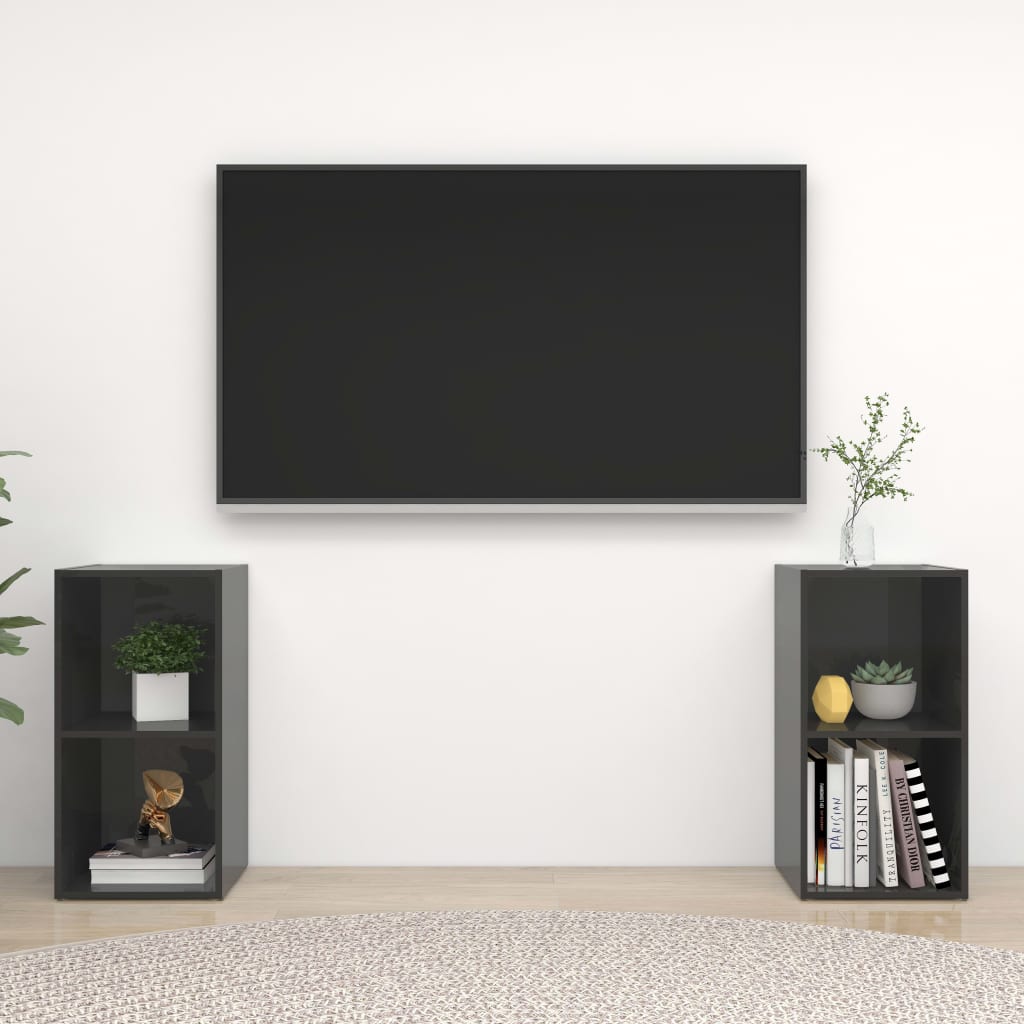 Meubles TV 2 pcs Gris brillant 72x35x36,5 cm Bois d'ingénierie - XIOS