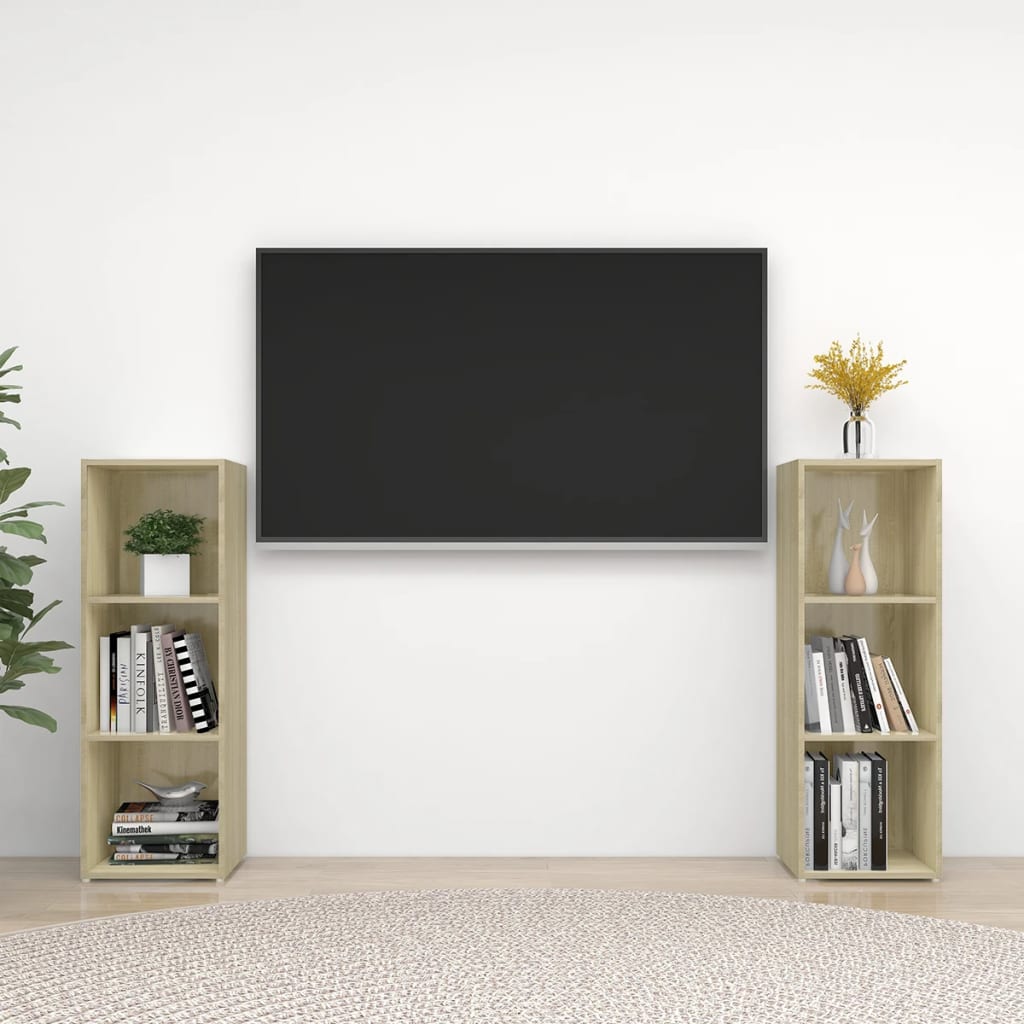 Meubles TV 2 pcs Chêne sonoma 107x35x37 cm Bois d'ingénierie - XIOS