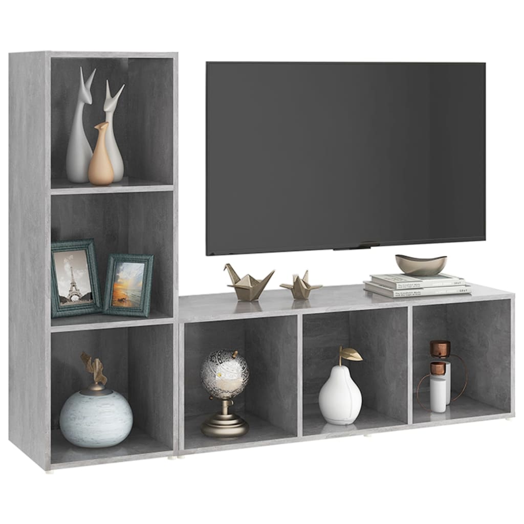 Meubles TV 2 pcs Gris béton 107x35x37 cm Bois d'ingénierie - XIOS
