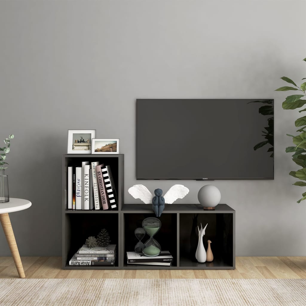 Meubles TV 2 pcs Gris brillant 72x35x36,5 cm Bois d'ingénierie - XIOS