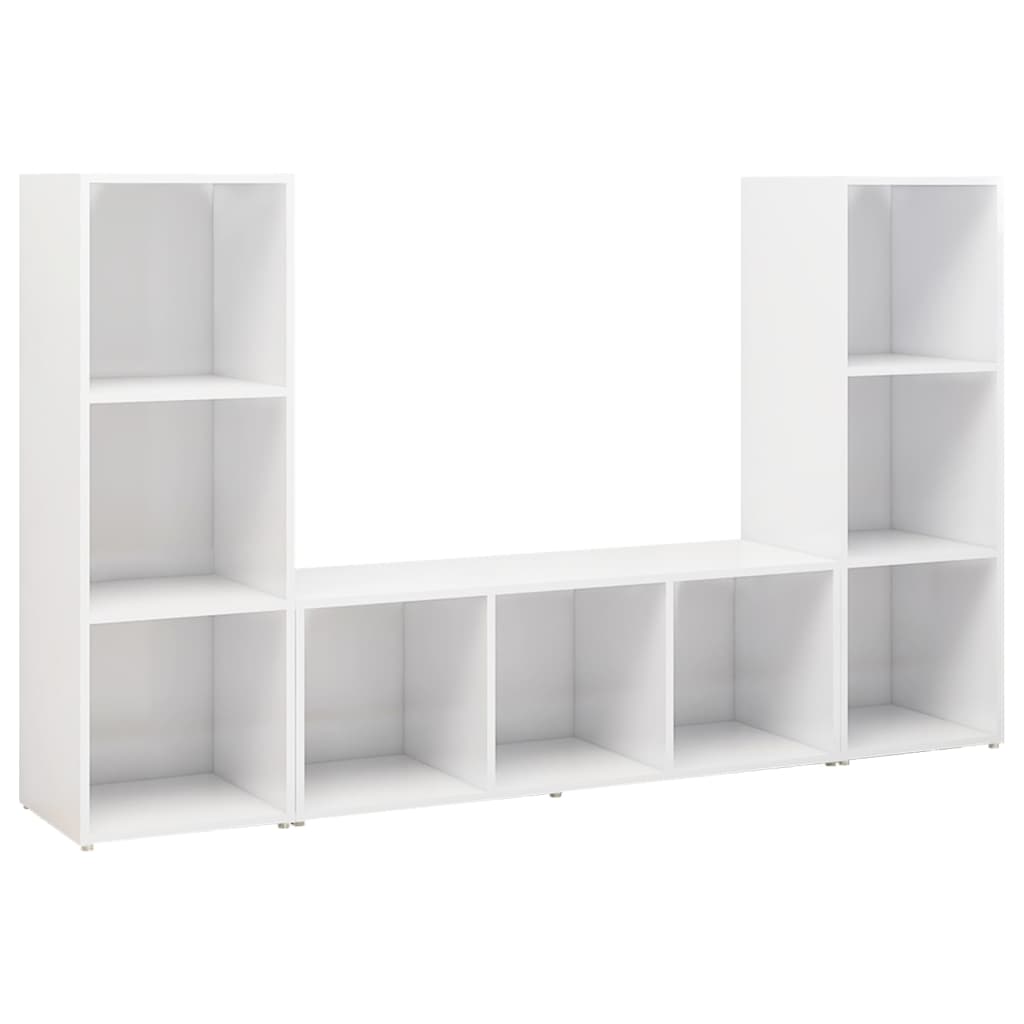 Meubles TV 3 pcs Blanc 107x35x37 cm Bois d'ingénierie - XIOS