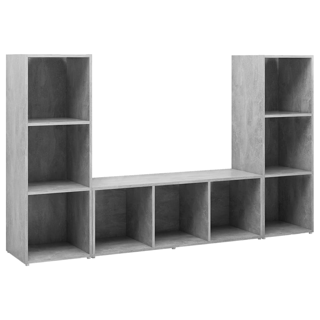 Meubles TV 3 pcs Gris béton 107x35x37 cm Bois d'ingénierie - XIOS