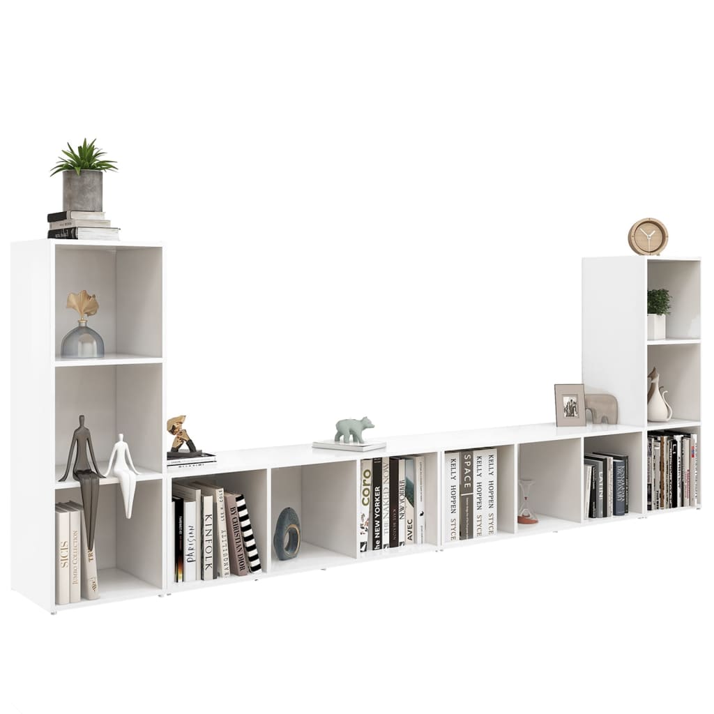 Meubles TV 4 pcs Blanc 107x35x37 cm Bois d'ingénierie - XIOS