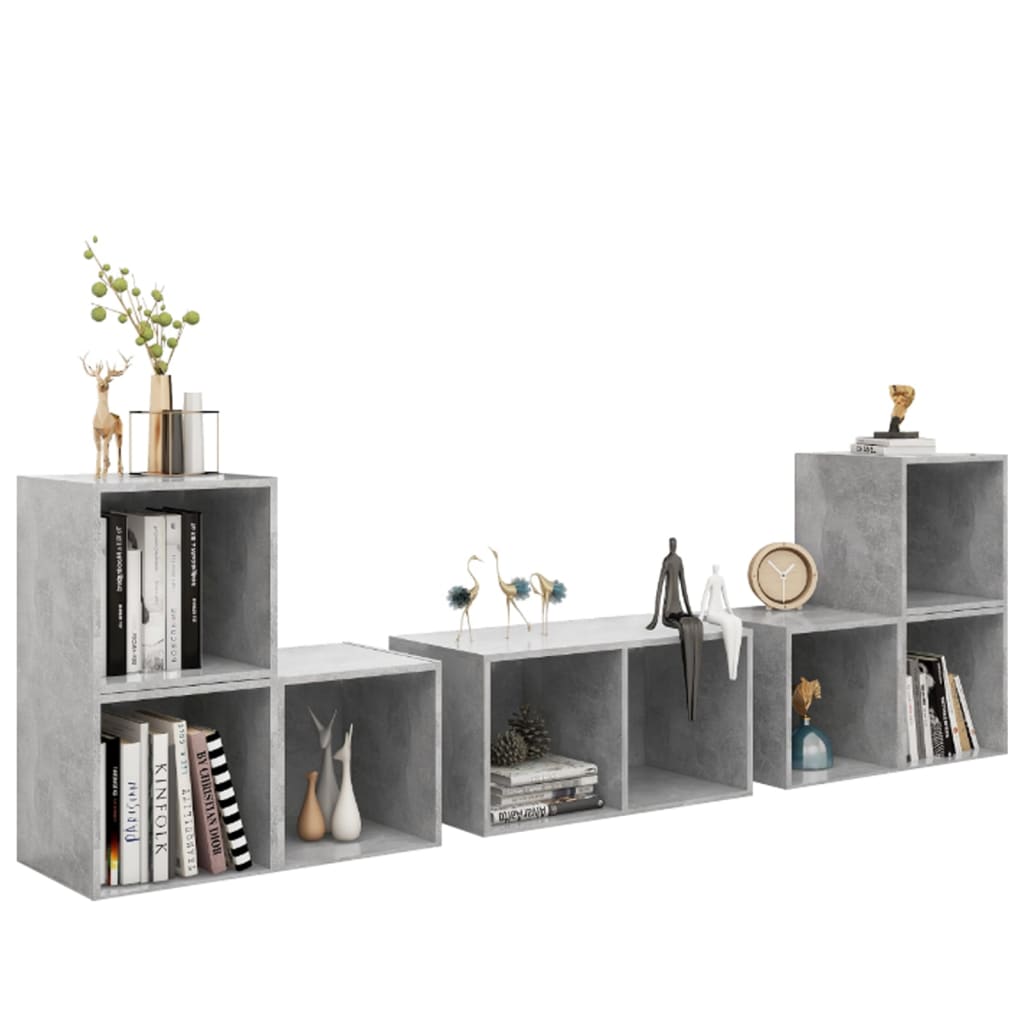 Ensemble de meubles TV 6 pcs Gris béton Bois d'ingénierie - XIOS