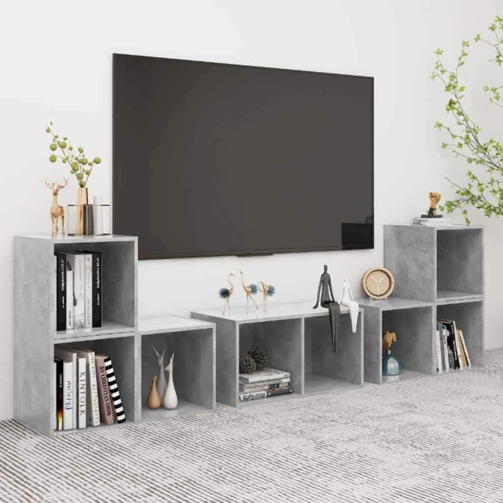 Ensemble de meubles TV 6 pcs Gris béton Bois d'ingénierie - XIOS
