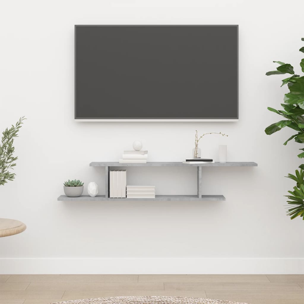 Étagère TV murale Gris béton 125x18x23 cm Bois d’ingénierie - XIOS