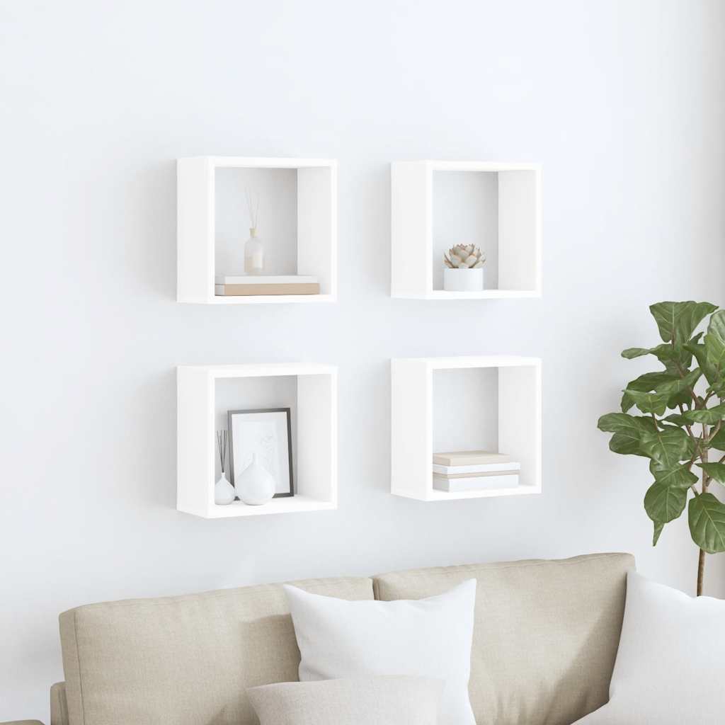 Étagères cube murales 4 pcs blanc 30x15x30 cm - XIOS