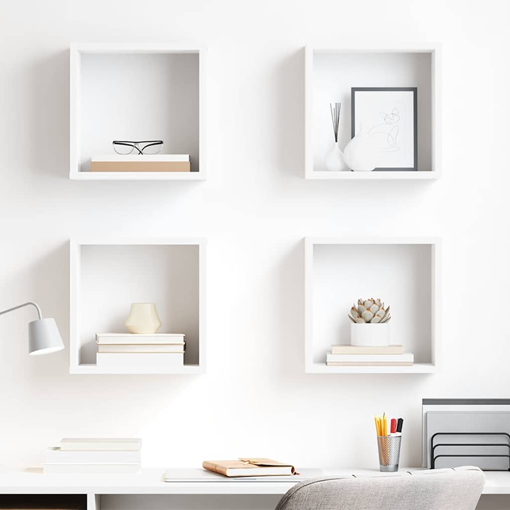 Étagères cube murales 4 pcs blanc 30x15x30 cm - XIOS