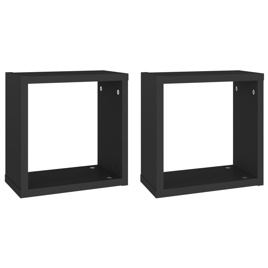 Étagères cube murales 2 pcs noir 30x15x30 cm - XIOS