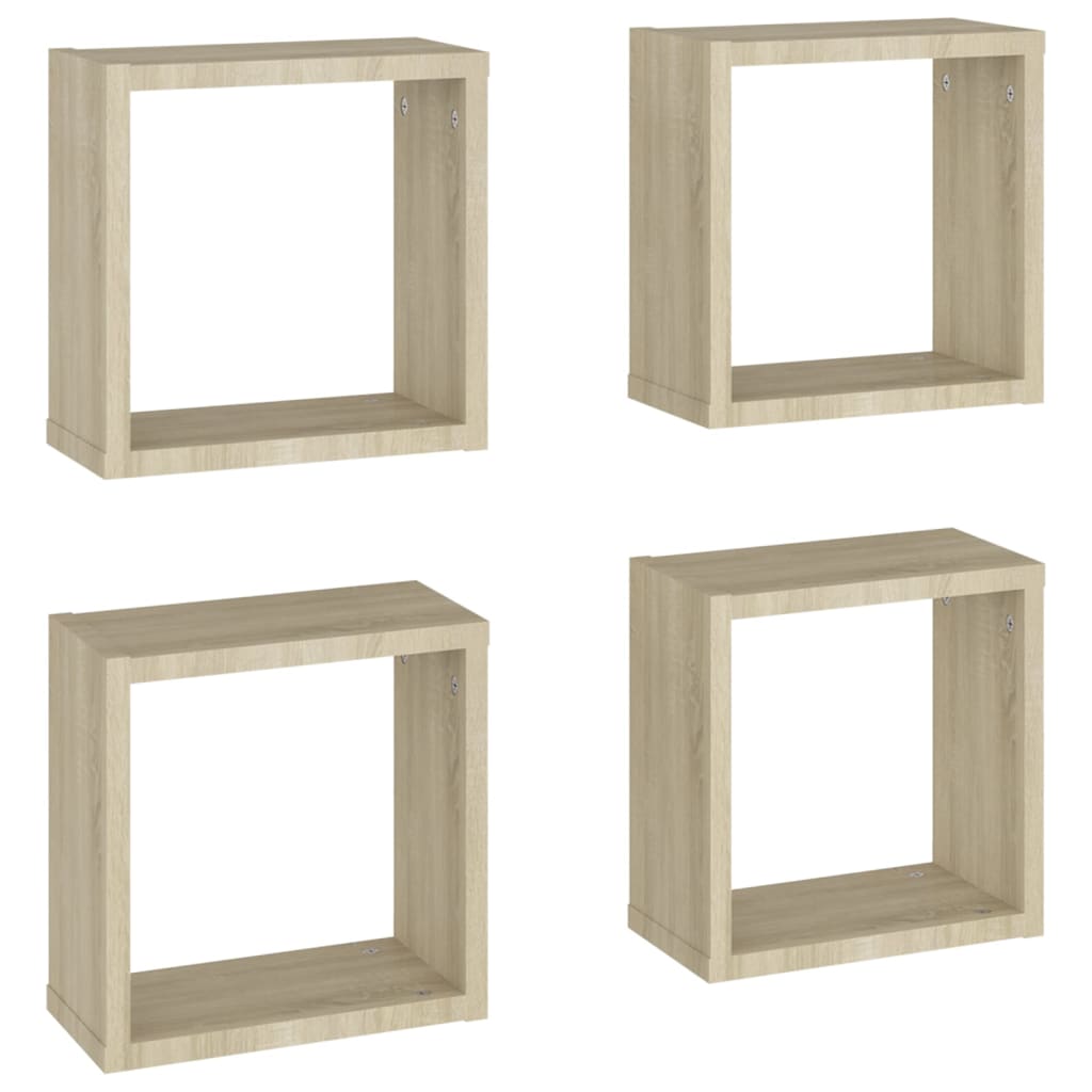 Étagères cube murales 4 pcs Chêne sonoma 30x15x30 cm - XIOS