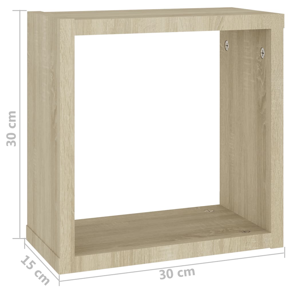Étagères cube murales 4 pcs Chêne sonoma 30x15x30 cm - XIOS