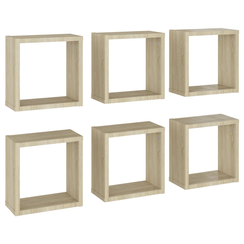 Étagères cube murales 6 pcs Chêne sonoma 30x15x30 cm - XIOS