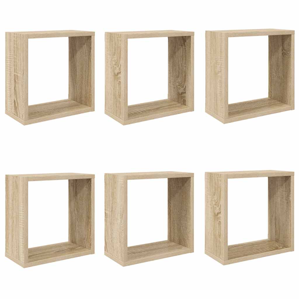 Étagères cube murales 6 pcs Chêne sonoma 30x15x30 cm - XIOS