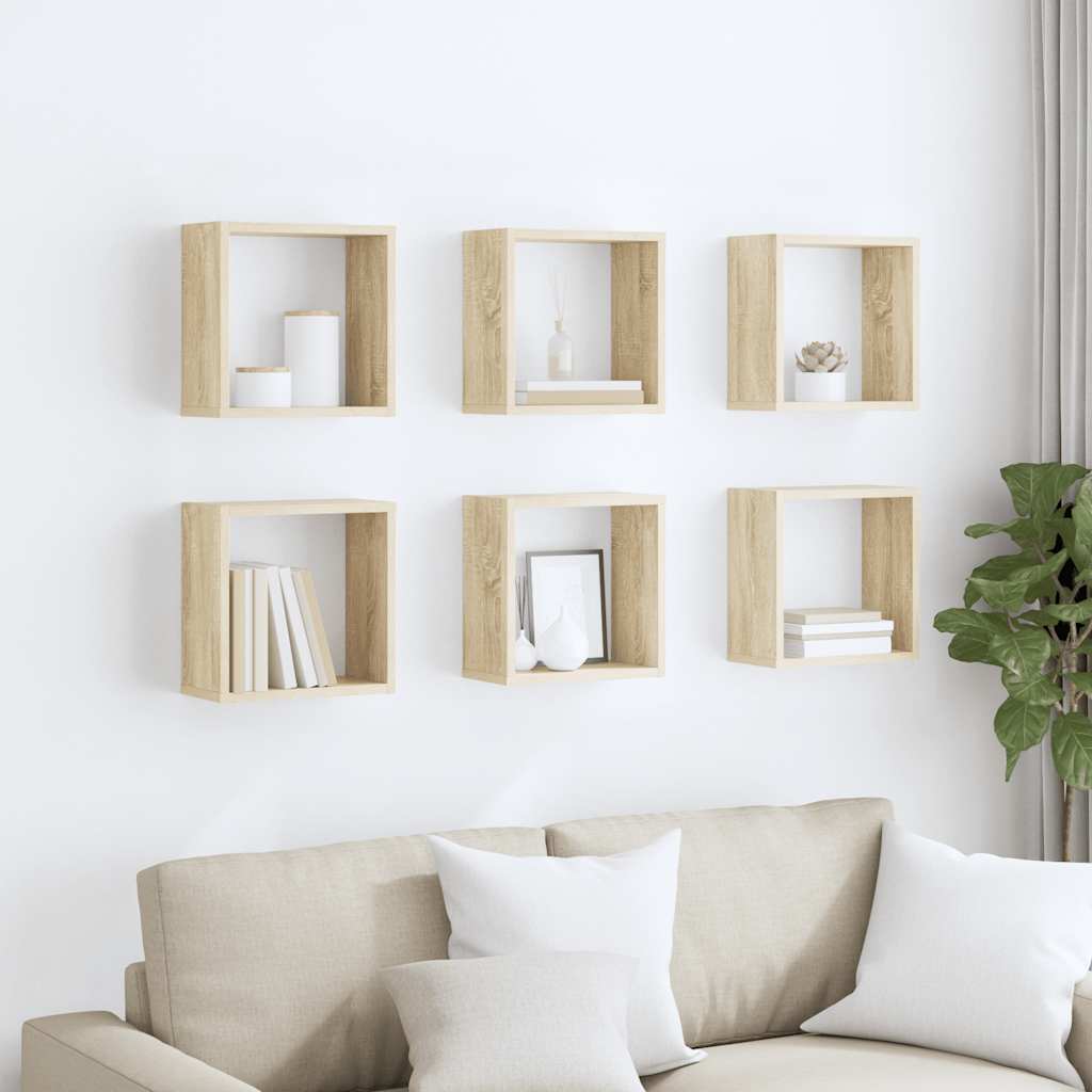 Étagères cube murales 6 pcs Chêne sonoma 30x15x30 cm - XIOS