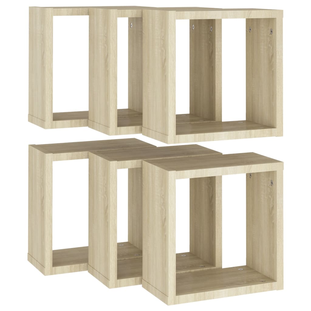 Étagères cube murales 6 pcs Chêne sonoma 30x15x30 cm - XIOS