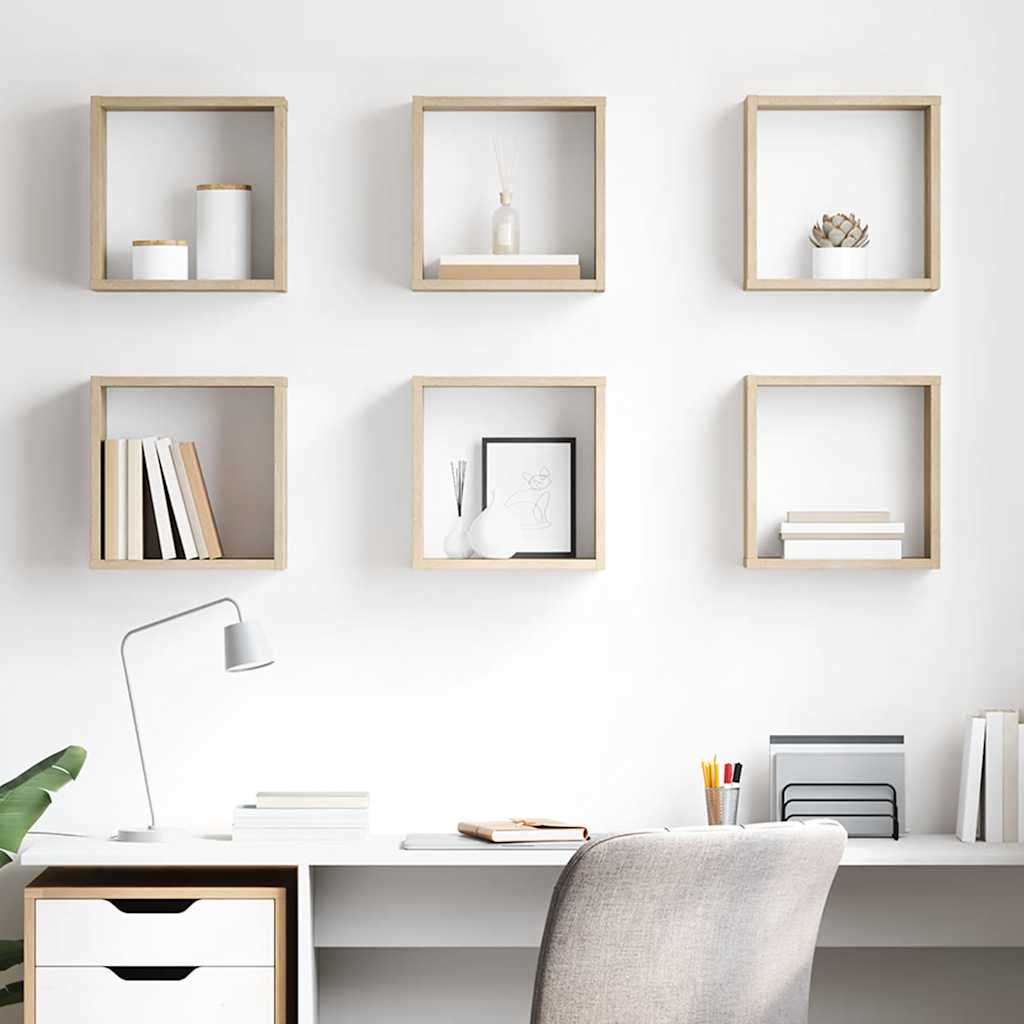 Étagères cube murales 6 pcs Chêne sonoma 30x15x30 cm - XIOS
