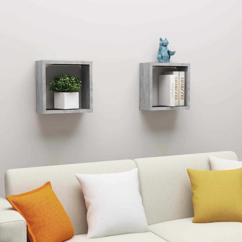 Étagères cube murales 2 pcs Gris béton 30x15x30 cm - XIOS