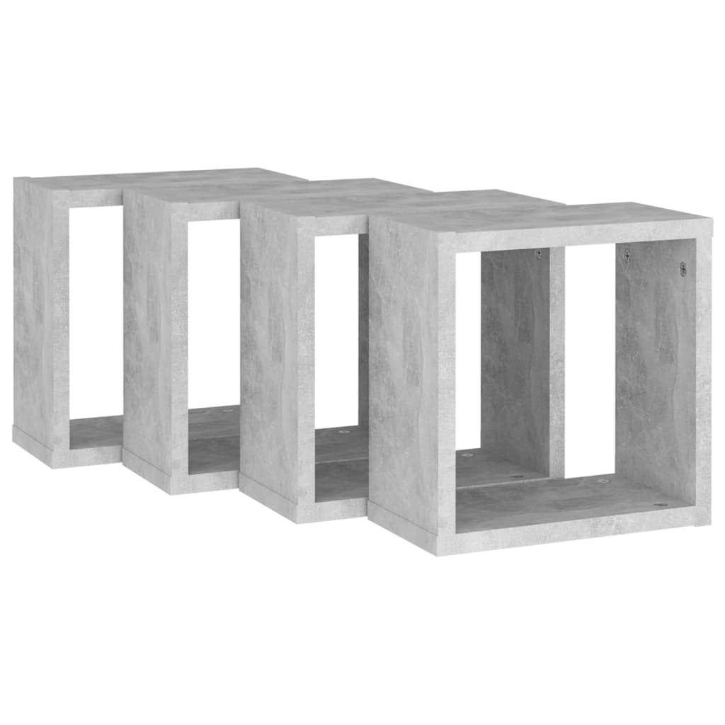 Étagères cube murales 4 pcs Gris béton 30x15x30 cm - XIOS