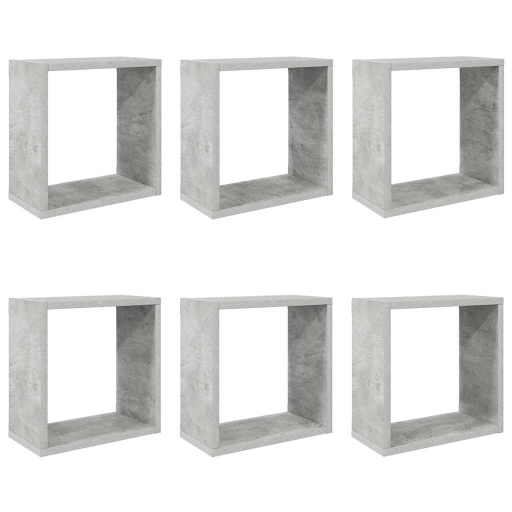 Étagères cube murales 6 pcs Gris béton 30x15x30 cm - XIOS