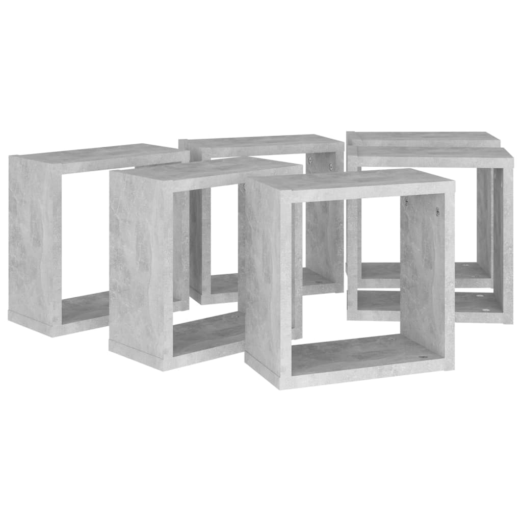 Étagères cube murales 6 pcs Gris béton 30x15x30 cm - XIOS