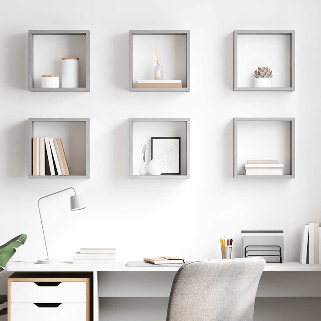 Étagères cube murales 6 pcs Gris béton 30x15x30 cm - XIOS