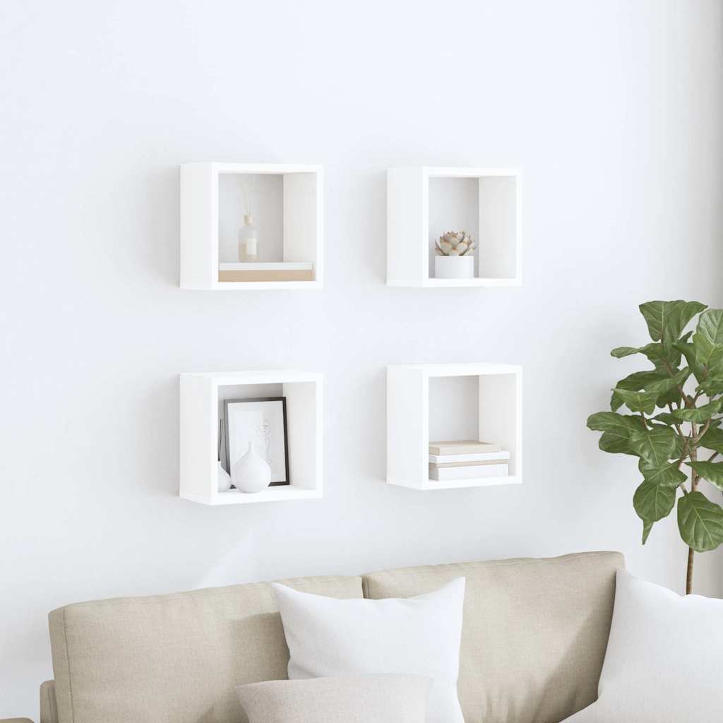 Étagères cube murales 4 pcs Blanc 26x15x26 cm