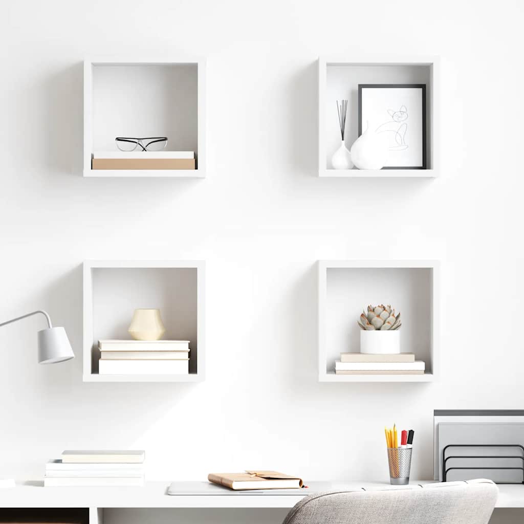 Étagères cube murales 4 pcs Blanc 26x15x26 cm