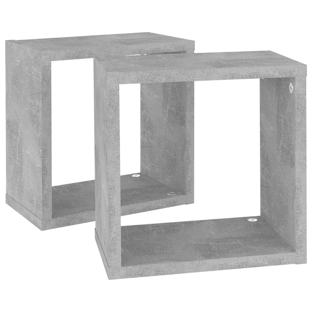Étagères cube murales 2 pcs Gris béton 26x15x26 cm - XIOS