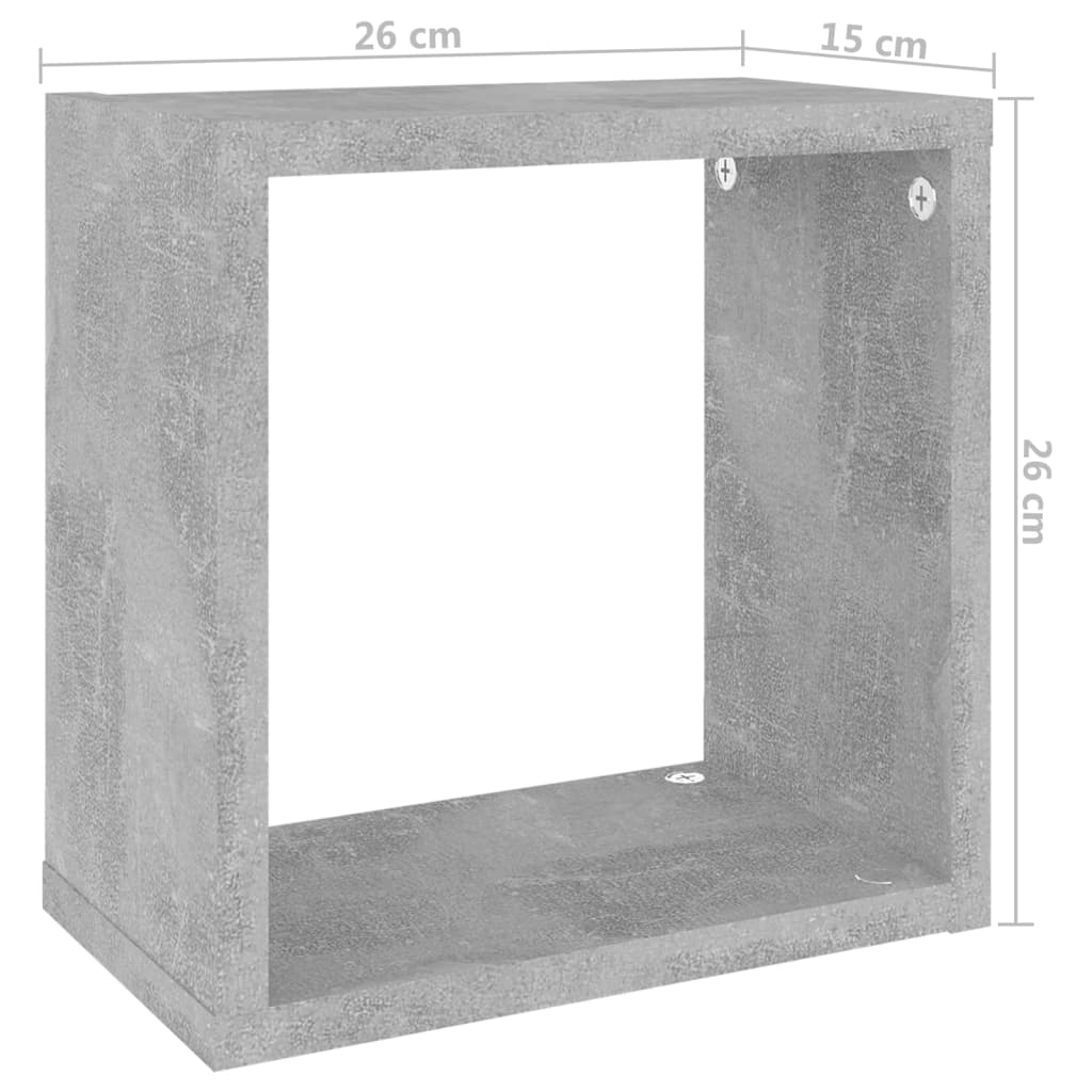 Étagères cube murales 2 pcs Gris béton 26x15x26 cm - XIOS