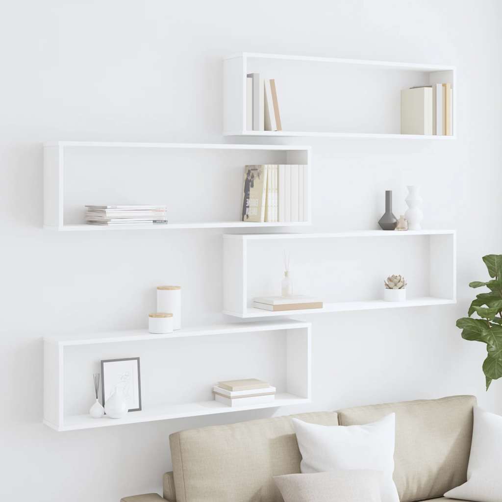Étagères cube murales 4 pcs Blanc 100x15x30cm bois d'ingénierie - XIOS